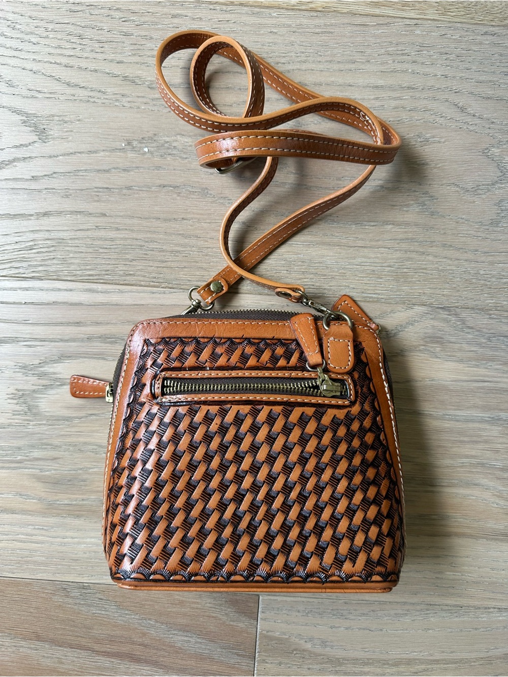 Hand-Tooled Leather Crossbody Bag - Picture 2 of 6
